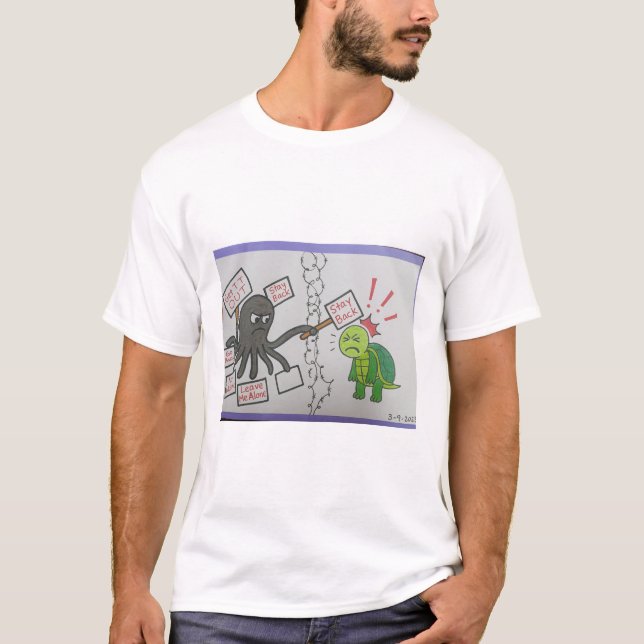 T-shirt La pieuvre en colère et la tortue gentille (Devant)