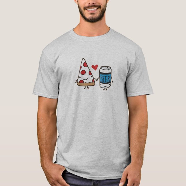 T-shirt La pizza aime la bière (Devant)