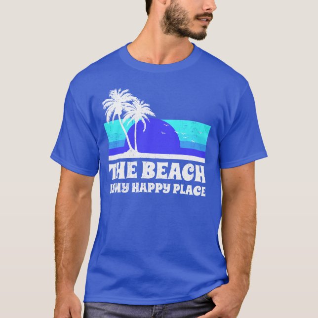 T-shirt La plage est mon endroit heureux (Devant)