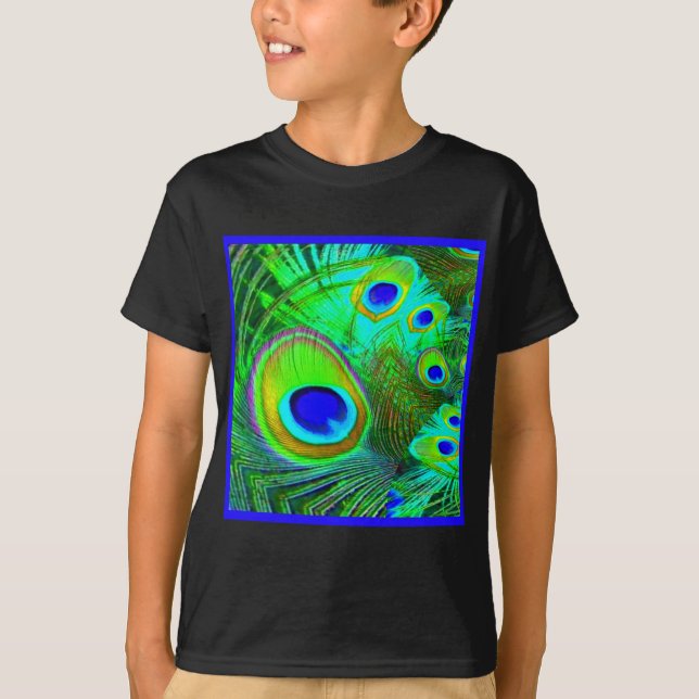 T-shirt La plume verte de paon observe des cadeaux (Devant)