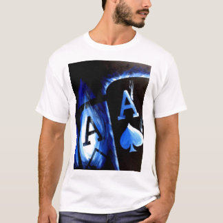 T-shirt La poche de flamme bleue d'art de tisonnier Aces