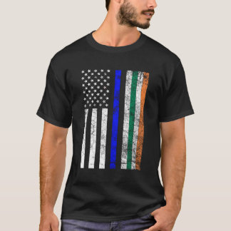 T-shirt La Police Irlandaise Américaine Drapeau Drapeau Sa