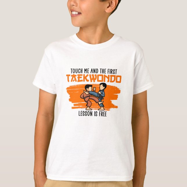 T-shirt la première leçon de taekwondo est gratuite (Devant)