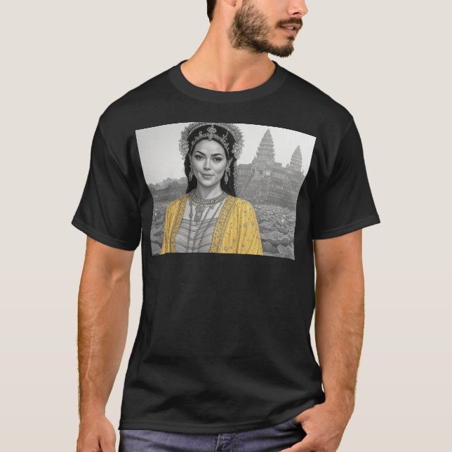 T-shirt La princesse khmère salue Angkor Vat (Devant)