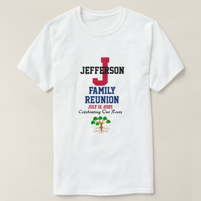 T-shirt La Réunion de famille tous date et bleu blanc (Design devant)