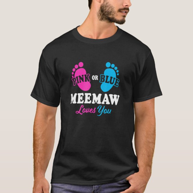 T-shirt La révélation du genre Meemaw Baby shower grand-mè (Devant)