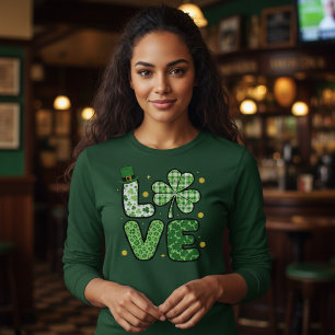 T-shirt La Saint-Patrick AMOUR Vert Motifs Mixtes Trèfle
