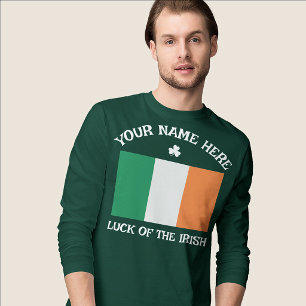 T-shirt La Saint-Patrick Drapeau Irlande Nom Personnalisé
