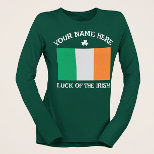 T-shirt La Saint-Patrick Drapeau Irlande Nom Personnalisé