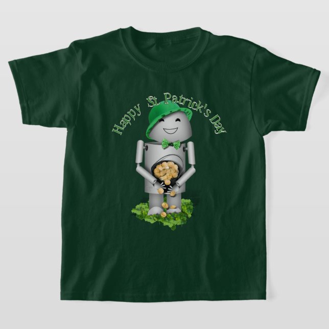 T-shirt La Saint-Patrick Robo-x9 Avec Pot d'Or (Poser)