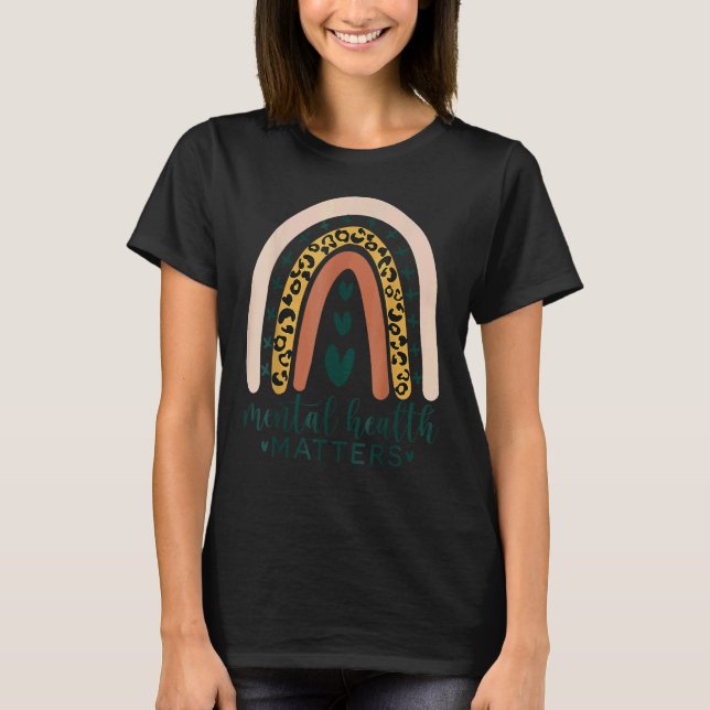 T-shirt La santé mentale est importante Empreinte de léopa (Devant)