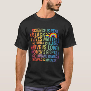 T-shirt La science est une vraie vie noire matière Rainbow