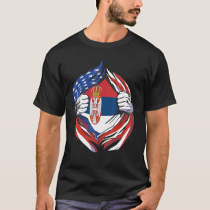 T-shirt La Serbie Drapeau La Fière Américaine De Mon Patri