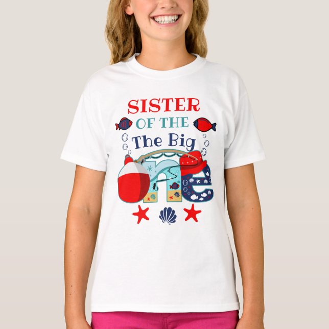 T-shirt La soeur d'anniversaire de pêche du garçon d'anniv (Devant)