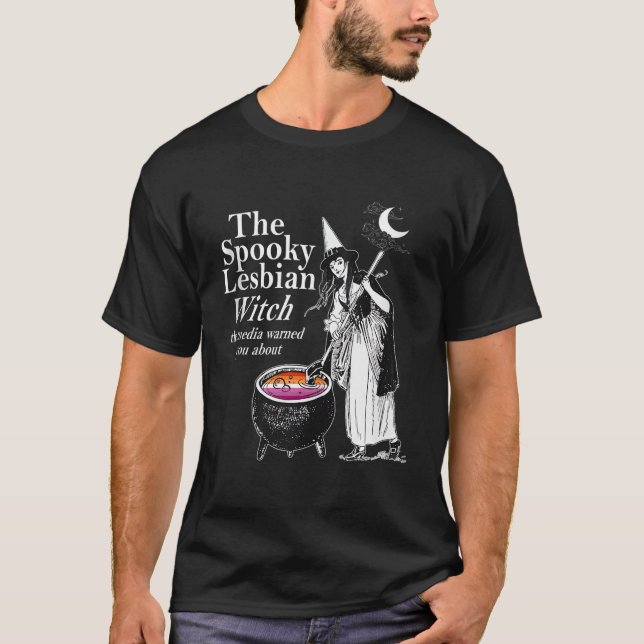 T-shirt La sorcière lesbienne éffrayante que les médias vo (Devant)