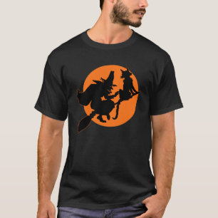 T-shirt La sorcière volante d'Halloween Vintage et le cha
