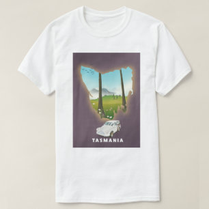 T-shirt La Tasmanie a illustré carte de voyage poster.