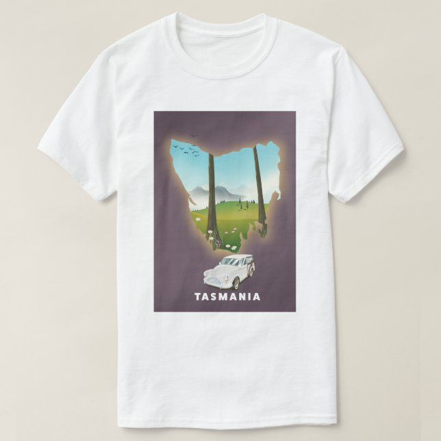 T-shirt La Tasmanie a illustré carte de voyage poster. (Design devant)