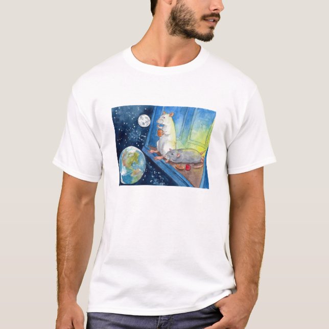 T-shirt La tasse cosmique de Ratties de thé (Devant)