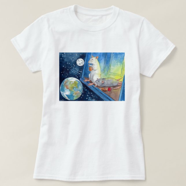 T-shirt La tasse cosmique de Ratties de thé pour des dames (Design devant)