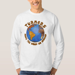T-shirt La terre drôle de Woodturning de globe de
