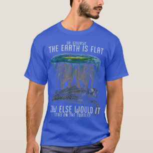 T-shirt La Terre Est Flat Société Turtle Elephants Science