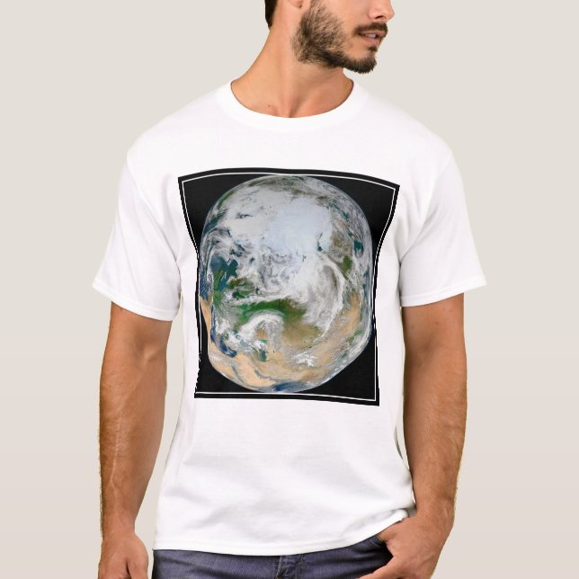 T-shirt La Terre Montre L'Arctique, L'Europe Et L'Asie. (Devant)