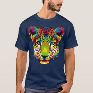 T-shirt La tête de léopard colorée