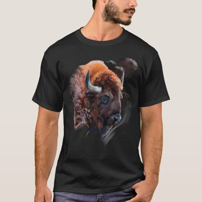 T-shirt La tête d'un bison européen (Devant)