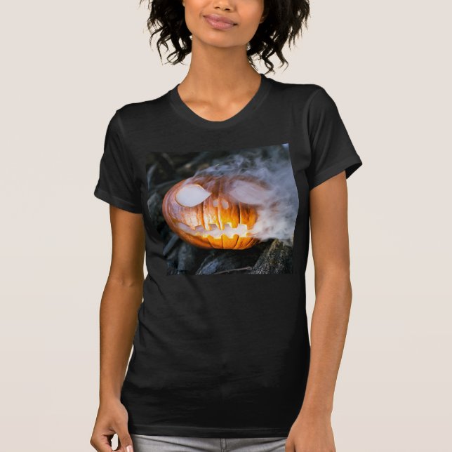 T-shirt La tête Jack-o-Lantern d'un cavalier sans tête (Devant)