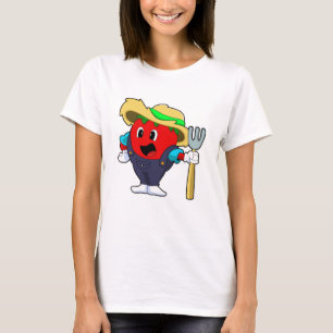 T-shirt La tomate comme fermier avec le gâteau
