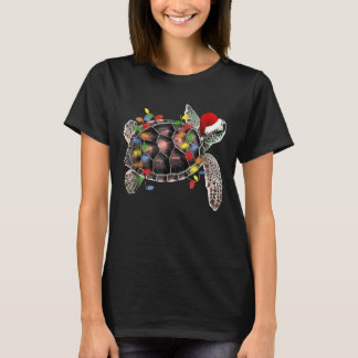 T-shirt La tortue de mer porte le chapeau de Noël Joyeux N