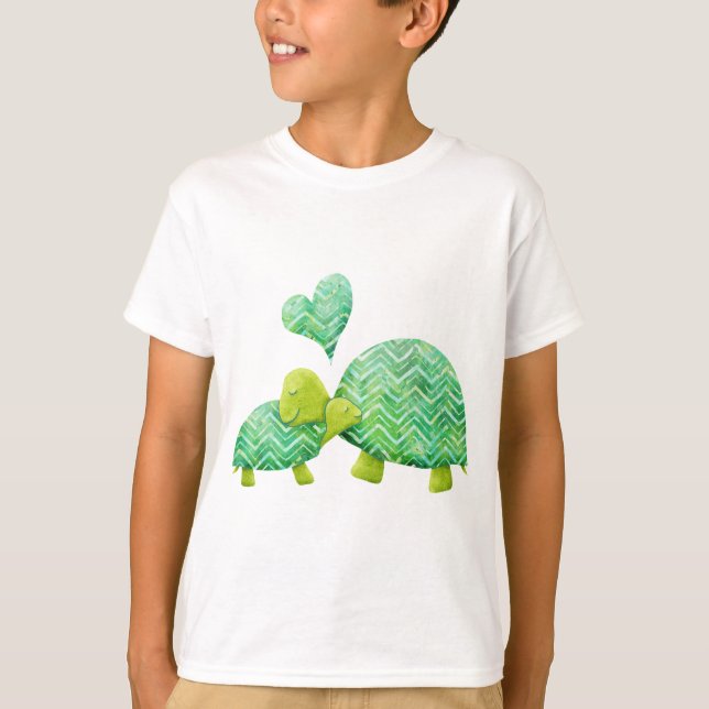 T-shirt La tortue douce étreint la maman et le bébé (Devant)
