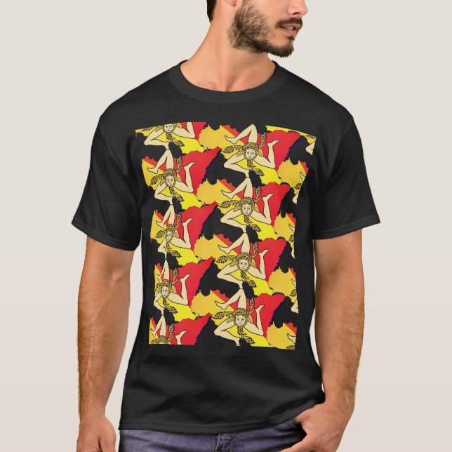 T-shirt La Trinacria—Symbole à trois pattes de Sicile Adul (Devant)