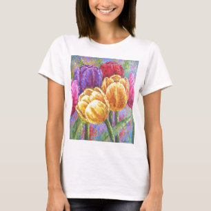 T-shirt La tulipe fleurit l'art floral de peinture - multi