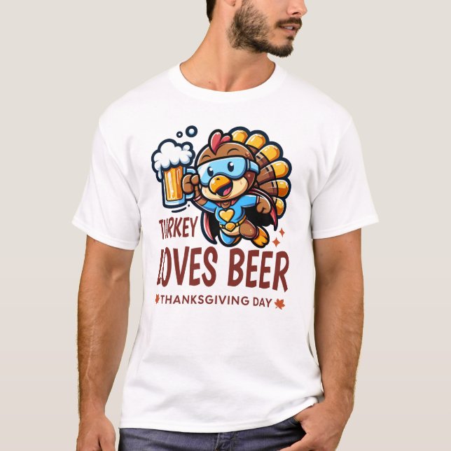 T-shirt La Turquie adore la bière Thanksgiving Drink (Devant)