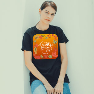 T-shirt La typographie Feuilles d'automne Bon thanksgiving
