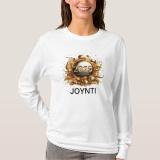 T-shirt La typographie or joyeuse nouvelle année 2025 femm