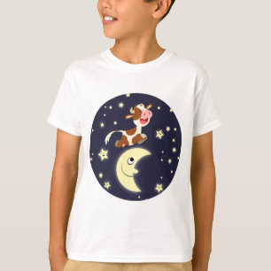T-shirt La vache caricaturale sautillant sur la lune T-shi