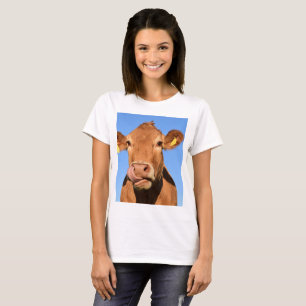 T-shirt La vache de Jersey se lèche le nez