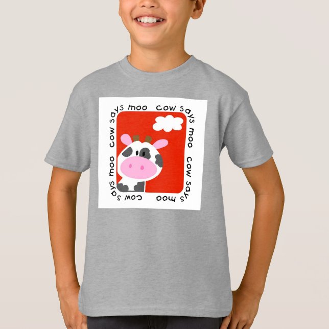 T-shirt La vache indique le MOO (Devant)
