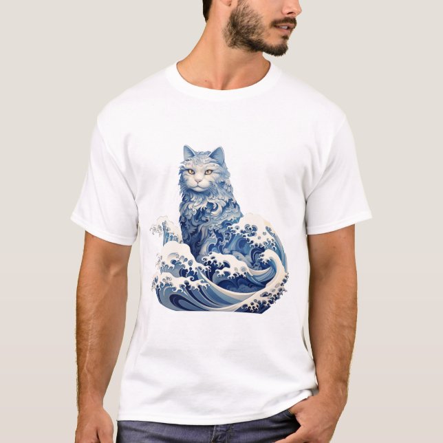 T-shirt La Vague De Chat Au Large De Kanagawa (Devant)