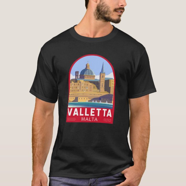 T-shirt La Valette Malte Voyage Art Vintage (Devant)