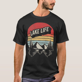 T-shirt La vie au bord du lac Rétro Vintage Montagnes Natu