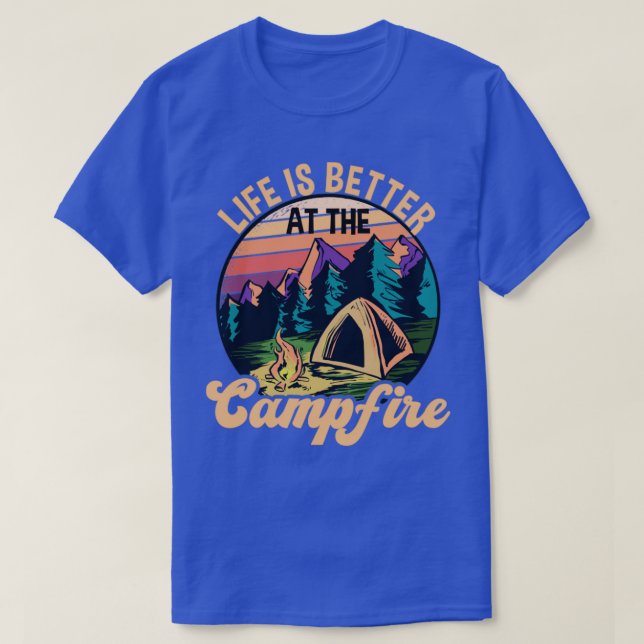 T-shirt La Vie Au Camping Au Feu De Campagne (Design devant)