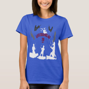 T-shirt La vie commence à 20 nœuds Silhouettes Noir Gris B