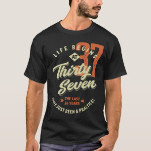 T-shirt La Vie Commence À 37 Cadeau D'Anniversaire Vintage