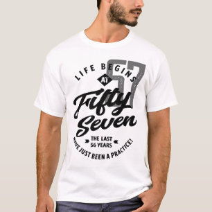 T-shirt La Vie Commence À 57 Cadeau D'Anniversaire Vintage