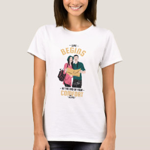 T-shirt La vie commence à la fin Camping et aventure drôle