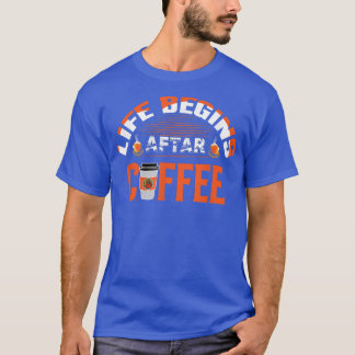 T-shirt La vie commence après le café amusant Sloth Meille